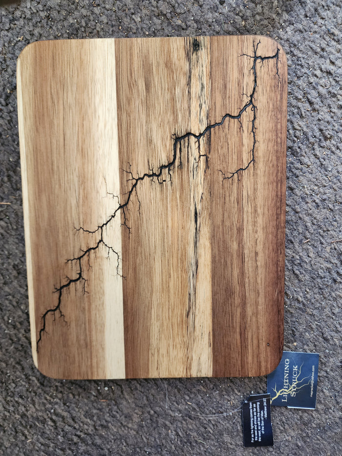 Lightning Struck Lichtenberg Burned Acacia Board with Grooved Border