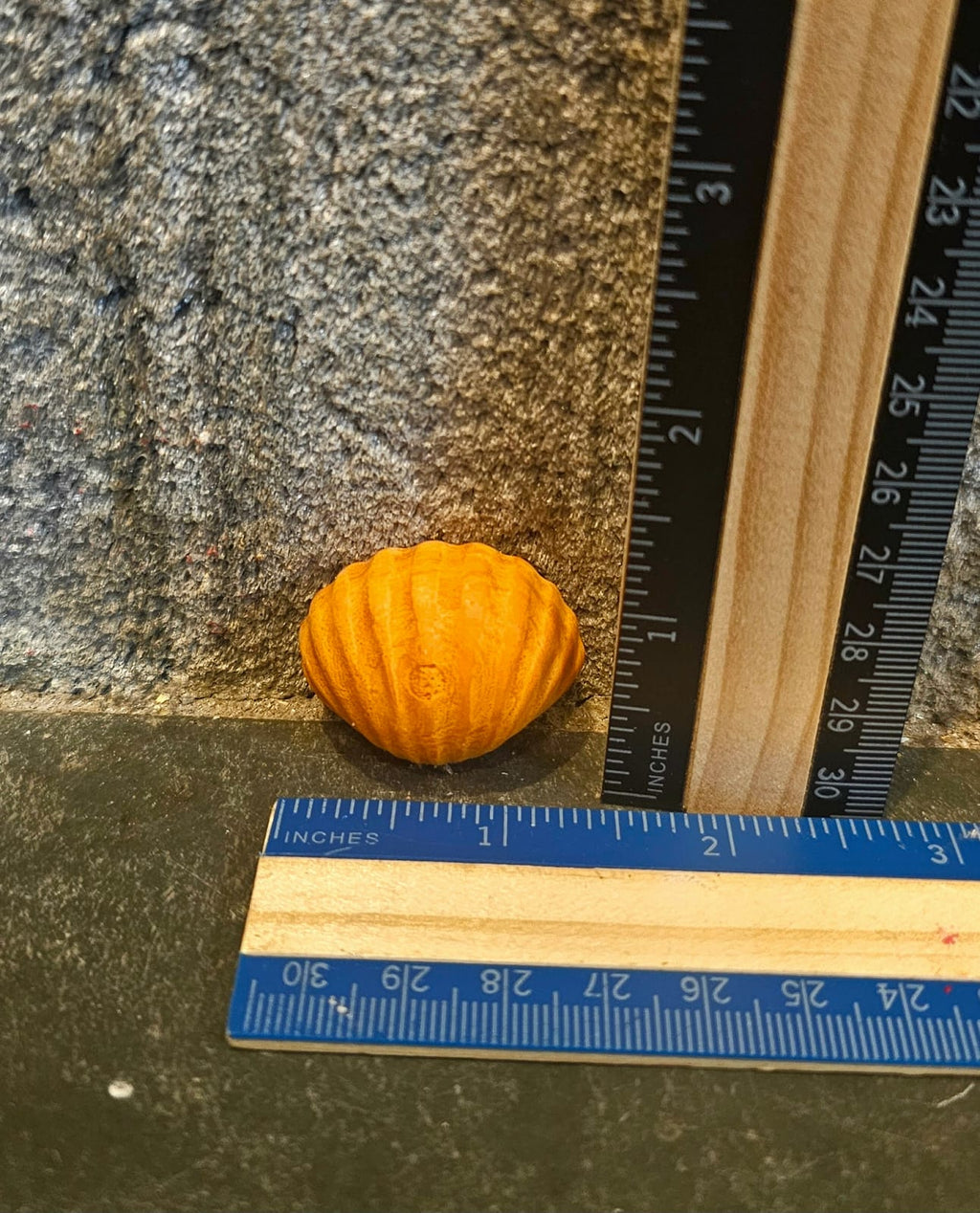 Orange seashell shaped handmade crayon